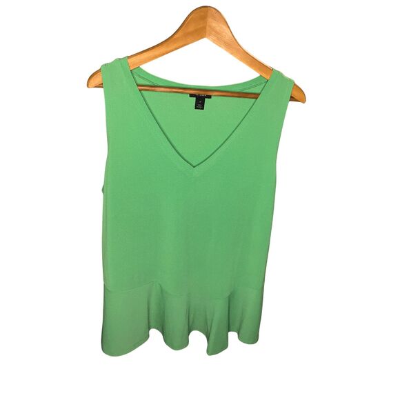 Halogen Peplum Top XL Kelly Green V-Neck Sleeveless Asymmetric NWT - Picture 2 of 7